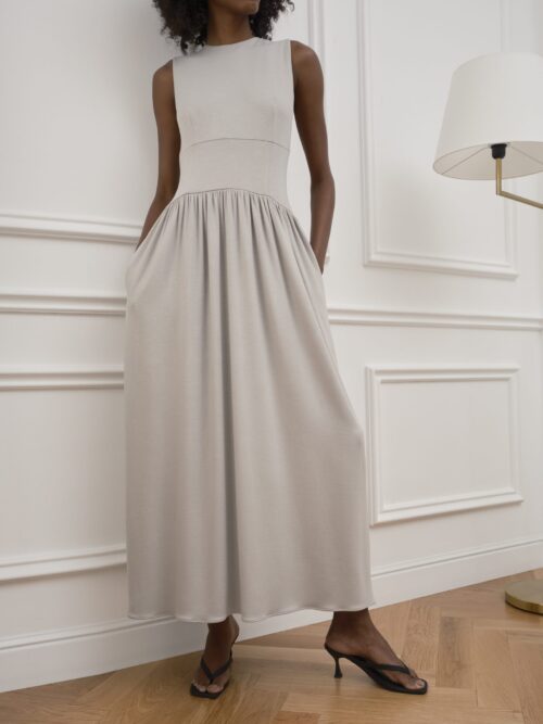 glinea-01557 The Gathered Dress — Grey