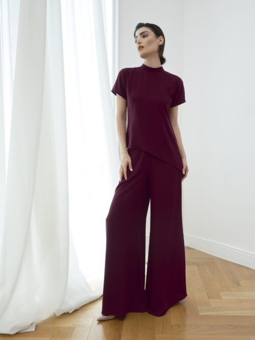 glinea-01961 The Wide-Leg Trousers — Burgundy